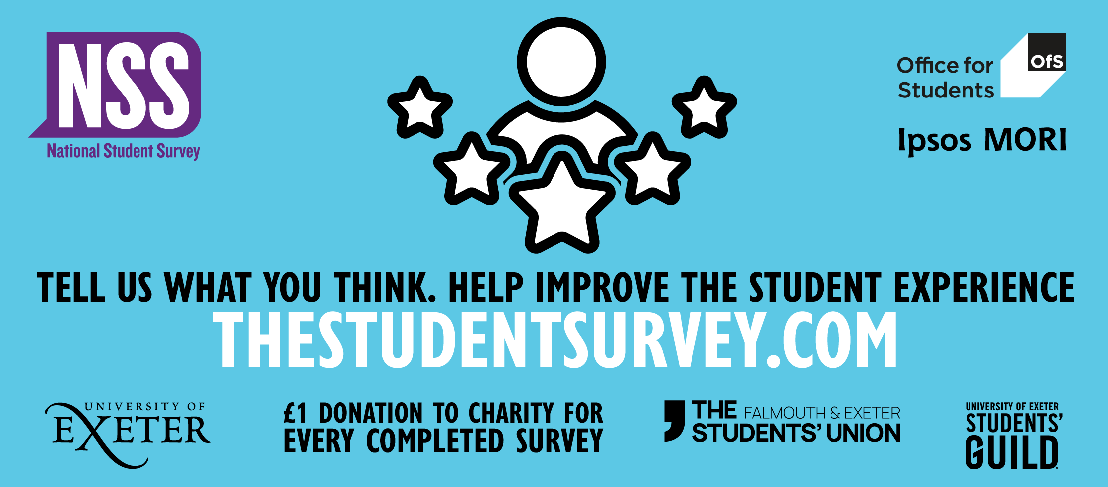 National Student Survey (NSS) Banner relating to thestudentsurvey.com. Reminder for final year students to vote.
